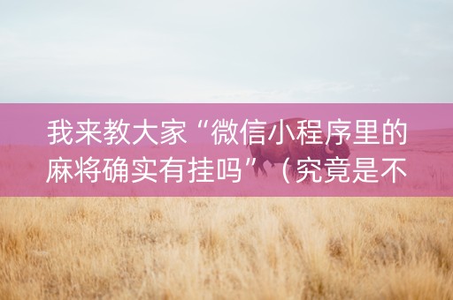 我来教大家“微信小程序里的麻将确实有挂吗”（究竟是不是有挂)