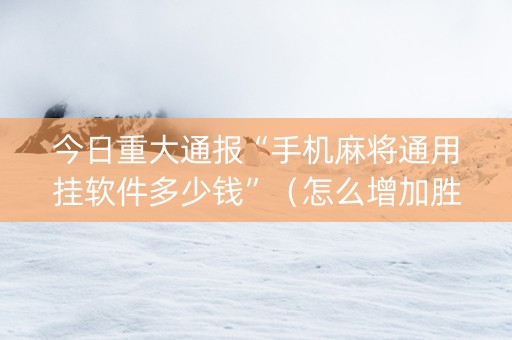 今日重大通报“手机麻将通用挂软件多少钱”（怎么增加胜率)