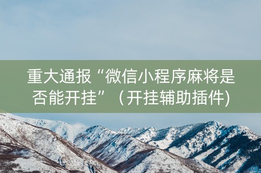 重大通报“微信小程序麻将是否能开挂”（开挂辅助插件)