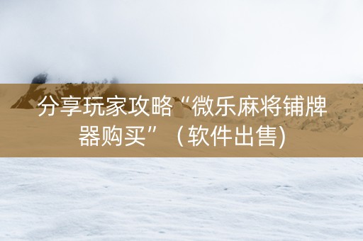 分享玩家攻略“微乐麻将铺牌器购买”（软件出售)
