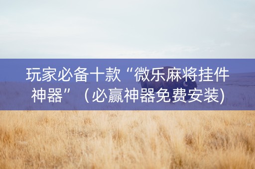 玩家必备十款“微乐麻将挂件神器”（必赢神器免费安装)