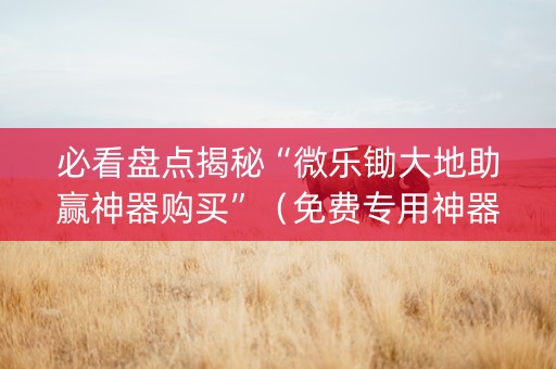 必看盘点揭秘“微乐锄大地助赢神器购买”（免费专用神器)
