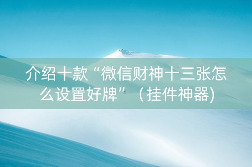 介绍十款“微信财神十三张怎么设置好牌”（挂件神器)