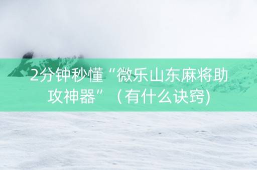 2分钟秒懂“微乐山东麻将助攻神器”（有什么诀窍)