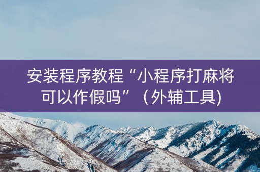 安装程序教程“小程序打麻将可以作假吗”（外辅工具)