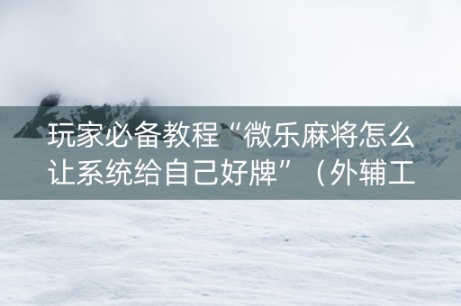 玩家必备教程“微乐麻将怎么让系统给自己好牌”（外辅工具)