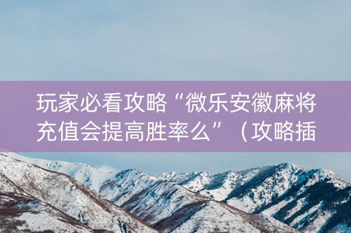 玩家必看攻略“微乐安徽麻将充值会提高胜率么”（攻略插件)