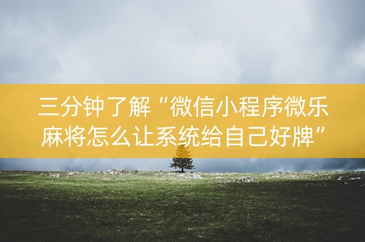 三分钟了解“微信小程序微乐麻将怎么让系统给自己好牌”（是否能开挂)