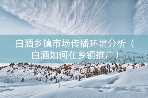 白酒乡镇市场传播环境分析（白酒如何在乡镇推广）