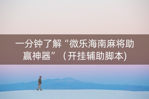 一分钟了解“微乐海南麻将助赢神器”（开挂辅助脚本)