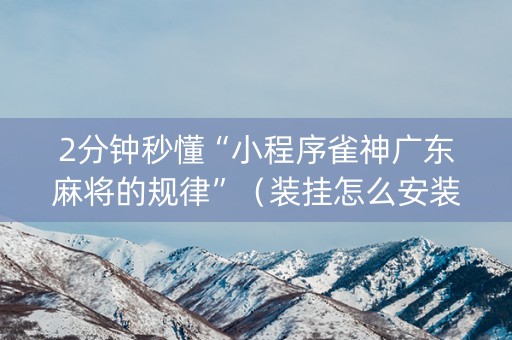 2分钟秒懂“小程序雀神广东麻将的规律”（装挂怎么安装)