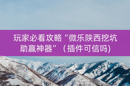 玩家必看攻略“微乐陕西挖坑助赢神器”（插件可信吗)