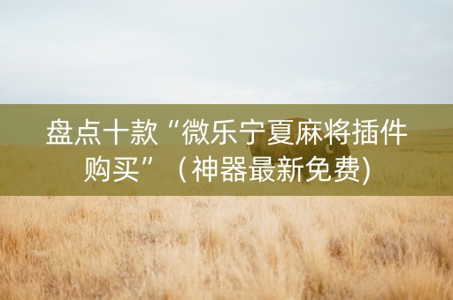 盘点十款“微乐宁夏麻将插件购买”（神器最新免费)