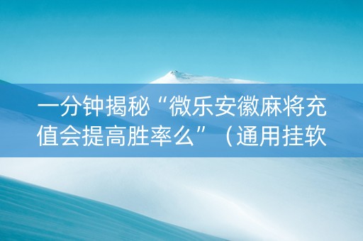 一分钟揭秘“微乐安徽麻将充值会提高胜率么”（通用挂软件多少钱)