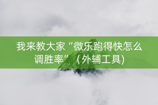 我来教大家“微乐跑得快怎么调胜率”（外辅工具)