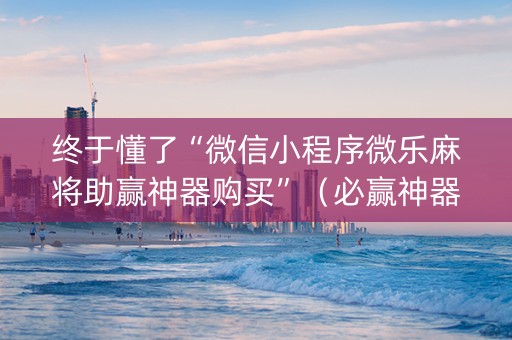 终于懂了“微信小程序微乐麻将助赢神器购买”（必赢神器辅助器)