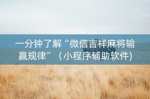 一分钟了解“微信吉祥麻将输赢规律”（小程序辅助软件)