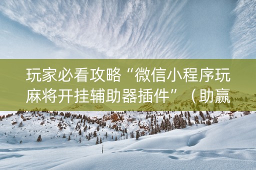 玩家必看攻略“微信小程序玩麻将开挂辅助器插件”（助赢神器)