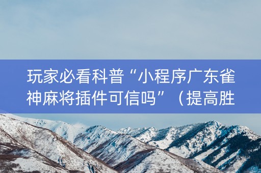 玩家必看科普“小程序广东雀神麻将插件可信吗”（提高胜率软件)