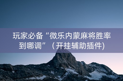 玩家必备“微乐内蒙麻将胜率到哪调”（开挂辅助插件)