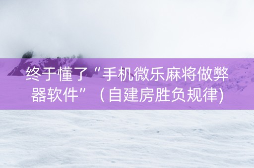 终于懂了“手机微乐麻将做弊器软件”（自建房胜负规律)