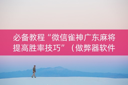 必备教程“微信雀神广东麻将提高胜率技巧”（做弊器软件下载)