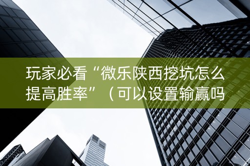 玩家必看“微乐陕西挖坑怎么提高胜率”（可以设置输赢吗)