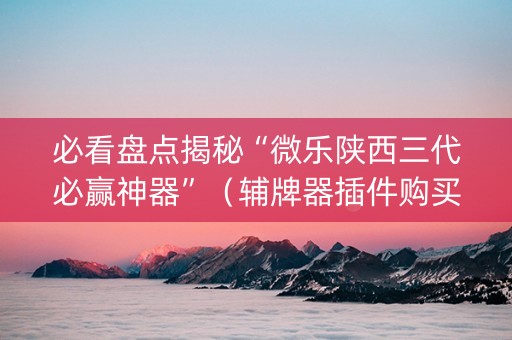必看盘点揭秘“微乐陕西三代必赢神器”（辅牌器插件购买)
