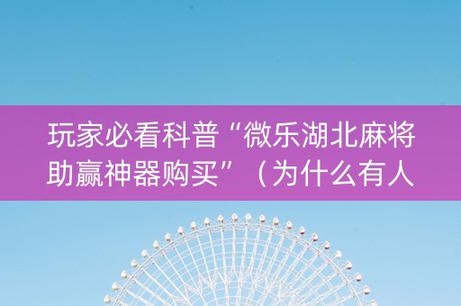 玩家必看科普“微乐湖北麻将助赢神器购买”（为什么有人一直赢)