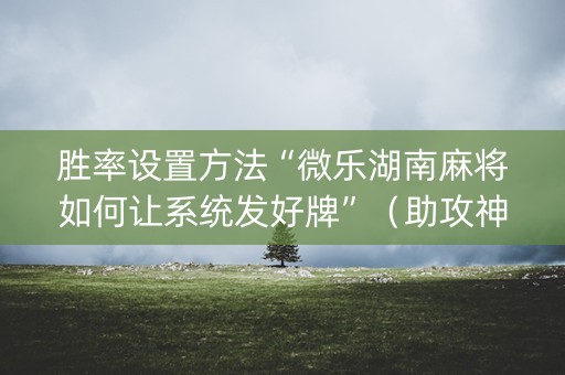 胜率设置方法“微乐湖南麻将如何让系统发好牌”（助攻神器)