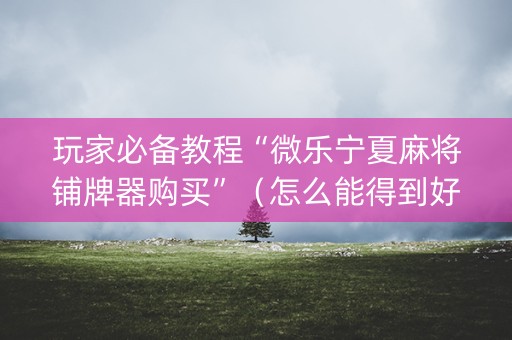 玩家必备教程“微乐宁夏麻将铺牌器购买”（怎么能得到好牌)