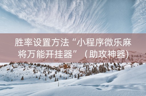胜率设置方法“小程序微乐麻将万能开挂器”（助攻神器)