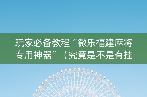 玩家必备教程“微乐福建麻将专用神器”（究竟是不是有挂)