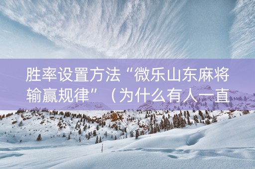 胜率设置方法“微乐山东麻将输赢规律”（为什么有人一直赢)