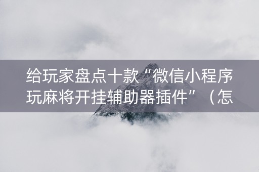给玩家盘点十款“微信小程序玩麻将开挂辅助器插件”（怎么设置才能赢)