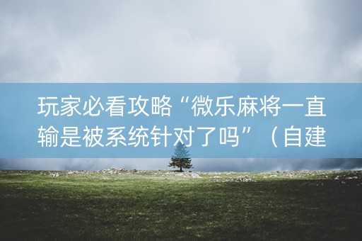 玩家必看攻略“微乐麻将一直输是被系统针对了吗”（自建房怎么赢)