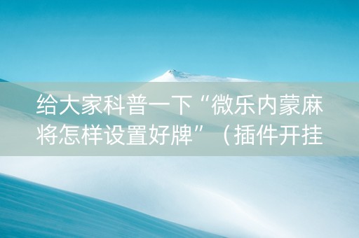 给大家科普一下“微乐内蒙麻将怎样设置好牌”（插件开挂免费AI)