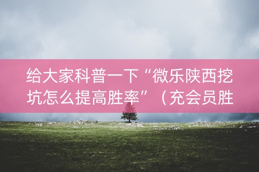 给大家科普一下“微乐陕西挖坑怎么提高胜率”（充会员胜率高)