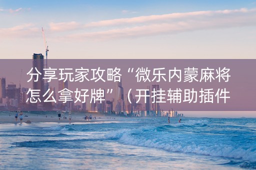 分享玩家攻略“微乐内蒙麻将怎么拿好牌”（开挂辅助插件)