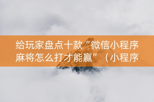 给玩家盘点十款“微信小程序麻将怎么打才能赢”（小程序必赢神器)