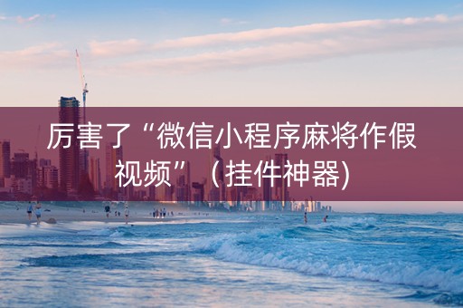 厉害了“微信小程序麻将作假视频”（挂件神器)
