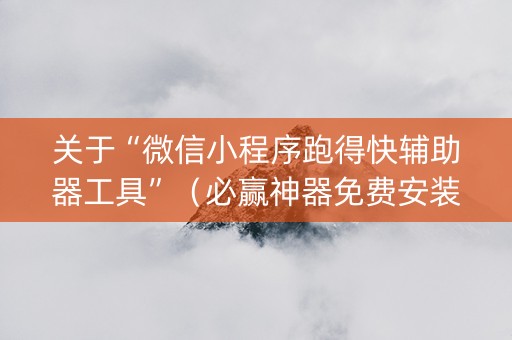 关于“微信小程序跑得快辅助器工具”（必赢神器免费安装)
