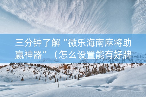 三分钟了解“微乐海南麻将助赢神器”（怎么设置能有好牌)