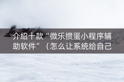 介绍十款“微乐掼蛋小程序辅助软件”（怎么让系统给自己好牌)