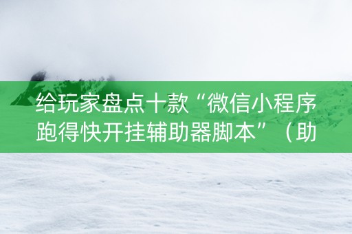 给玩家盘点十款“微信小程序跑得快开挂辅助器脚本”（助攻神器)