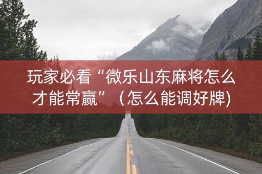 玩家必看“微乐山东麻将怎么才能常赢”（怎么能调好牌)