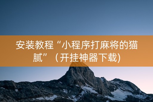 安装教程“小程序打麻将的猫腻”（开挂神器下载)