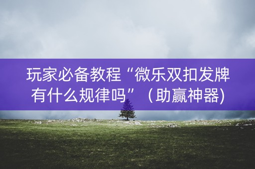 玩家必备教程“微乐双扣发牌有什么规律吗”（助赢神器)