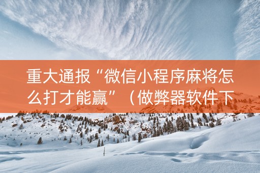 重大通报“微信小程序麻将怎么打才能赢”（做弊器软件下载)
