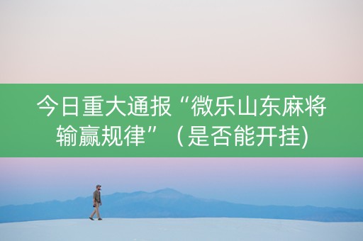 今日重大通报“微乐山东麻将输赢规律”（是否能开挂)